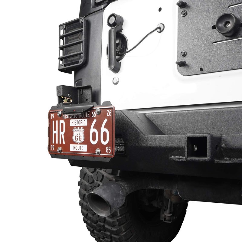 Hooke Road Shackle D Ring License Plate Mount Bracket Relocation Holder w/White LED Light for 1955-2026 Jeep Wrangler CJ YJ TJ JK JL Gladiator JT - Image 4